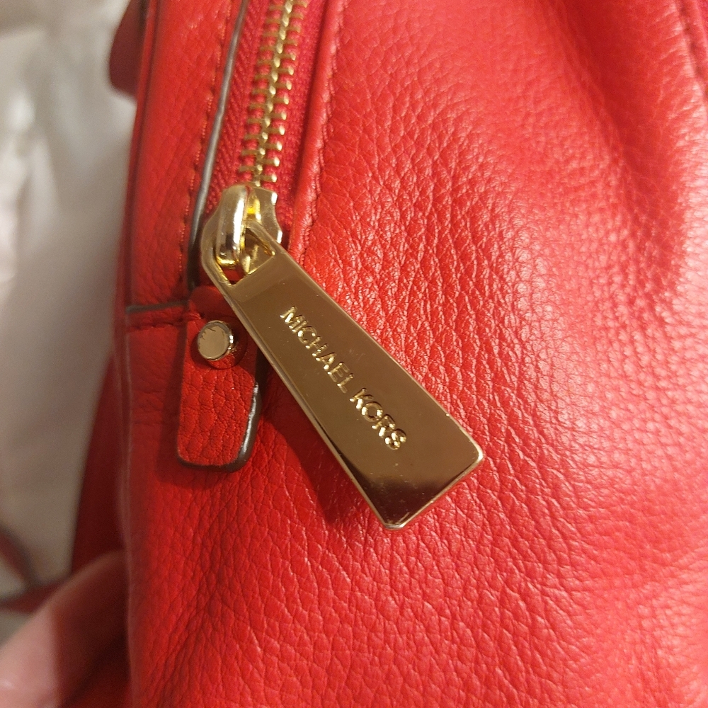 Michael Kors Red Rhea Leather Backpack - Picture 6 of 16